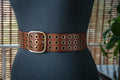 Brown belt, silver metal rivets