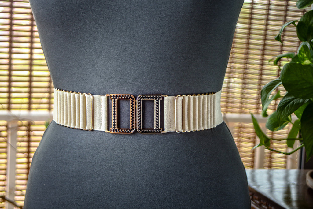Beige Belt Gold and Black metal