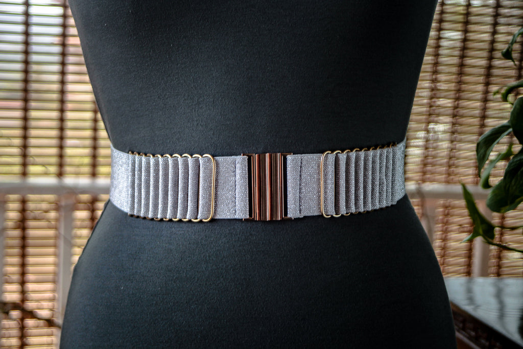 Silver Elastic with Rose Gold Metal Accents
