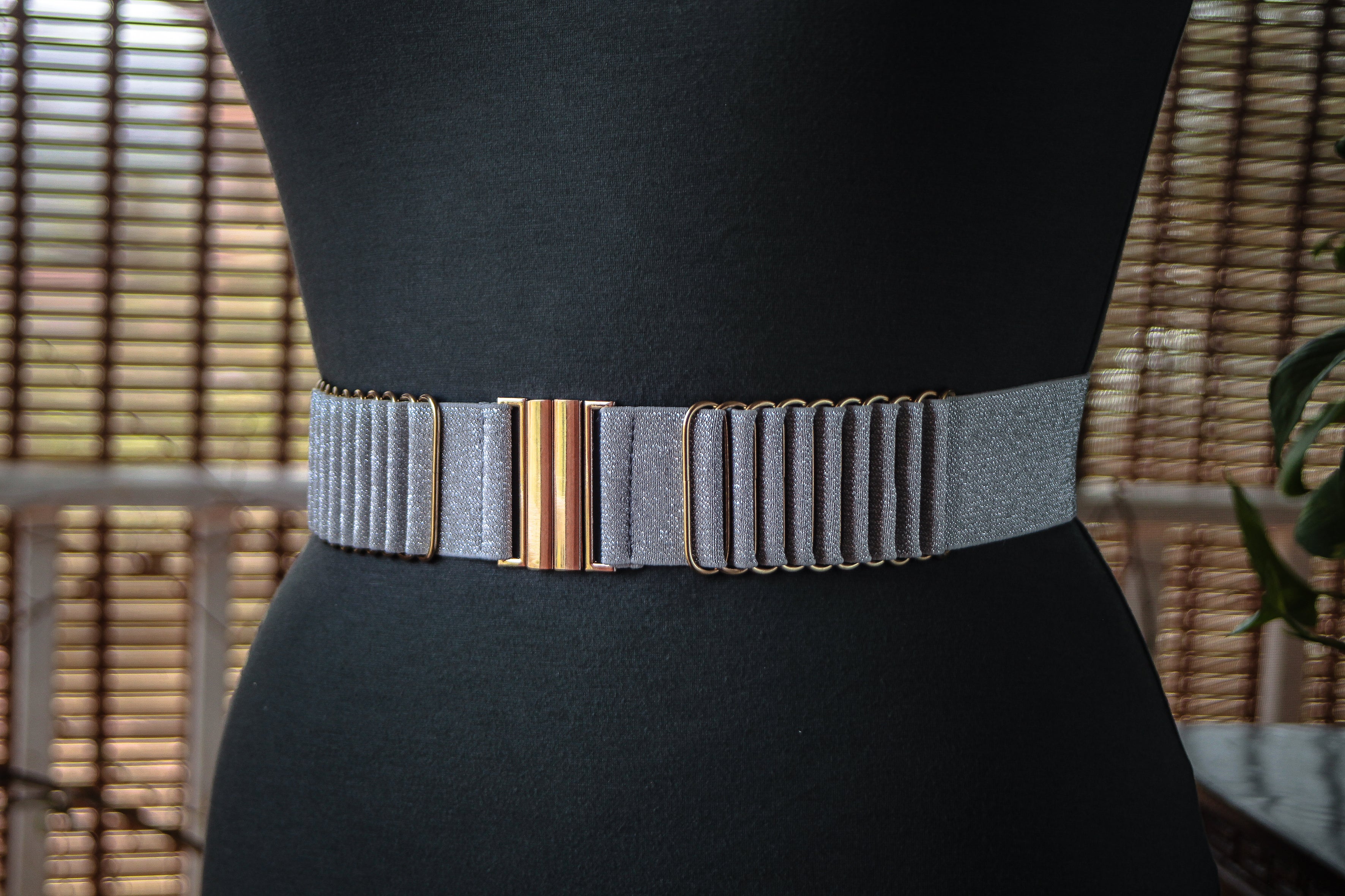 Silver Elastic with Rose Gold Metal Accents