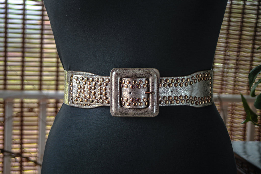 Antique Gold Belt with Golden Rivets