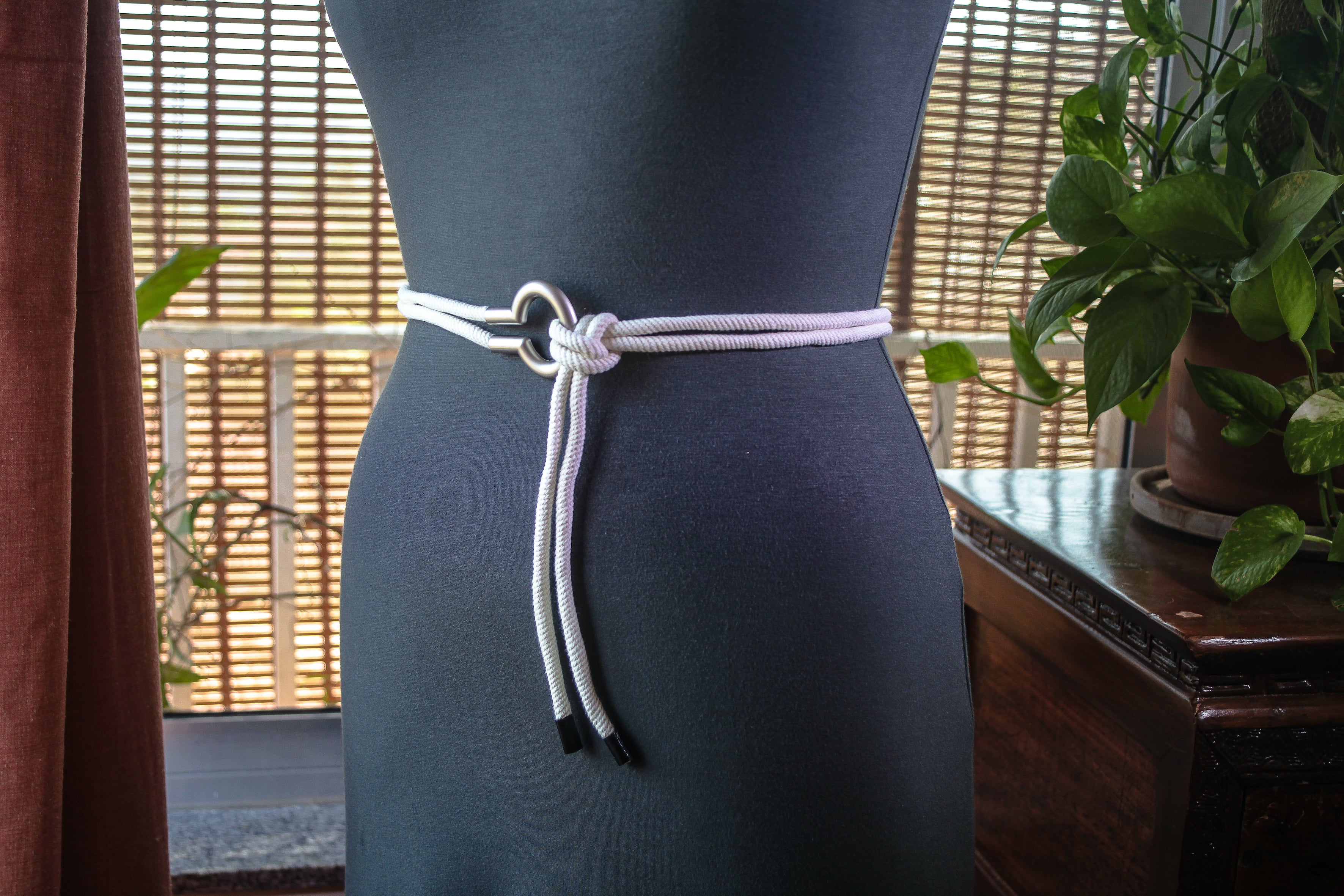 White Rope with Silver Buckle