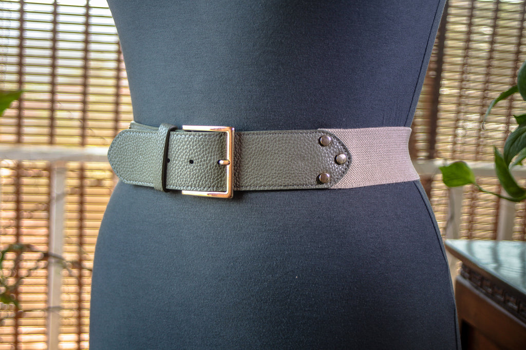 Khaki Green With gold metal