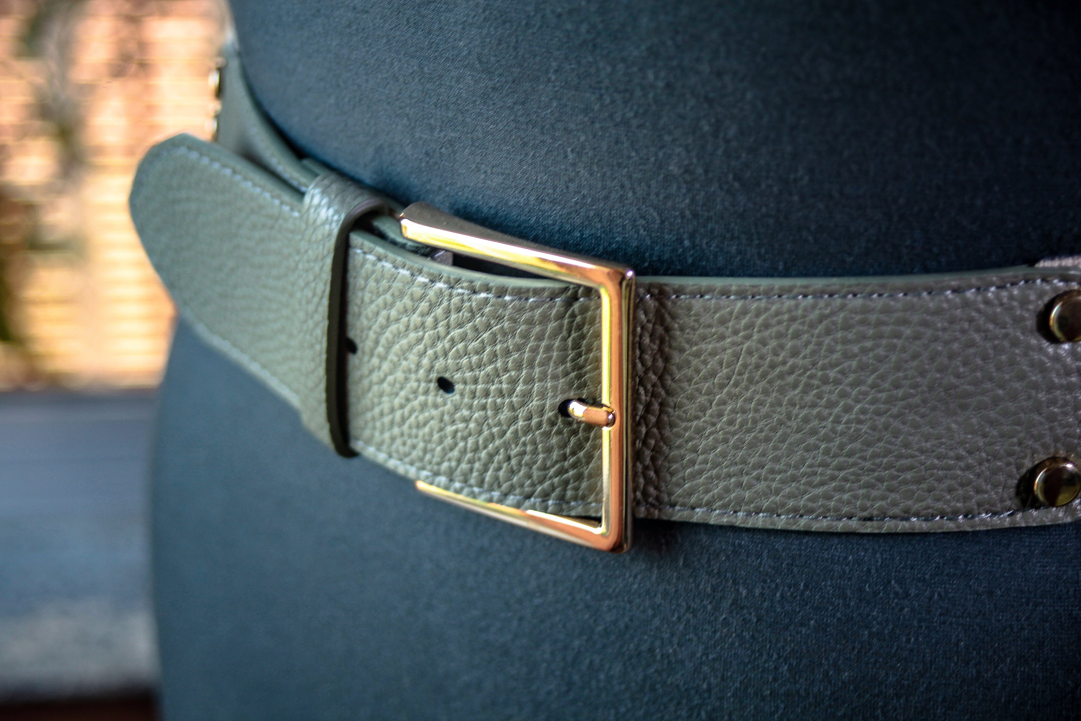 Khaki Green With gold metal