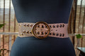 Light Brown BElt with Metal Accents
