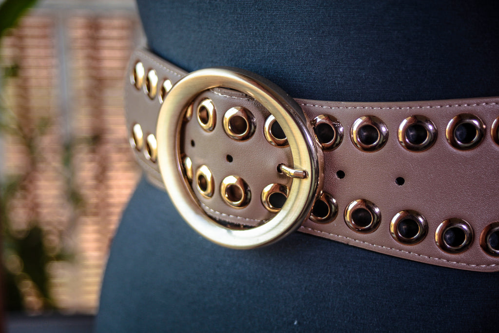 Light Brown BElt with Metal Accents