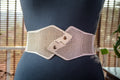 Wide Beige Belt with Antique Gold Metal Rivets