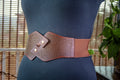 Brown Wide Belt with Antique Gold Rivets