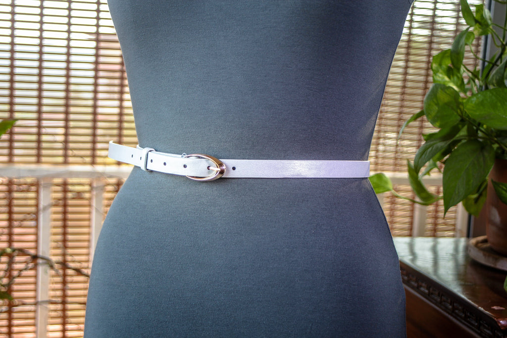 Silver Slim Belt with Gold buckle