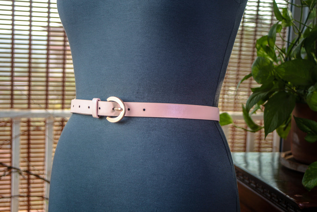 English Pink Slim Belt with Matte Rose Gold Buckle