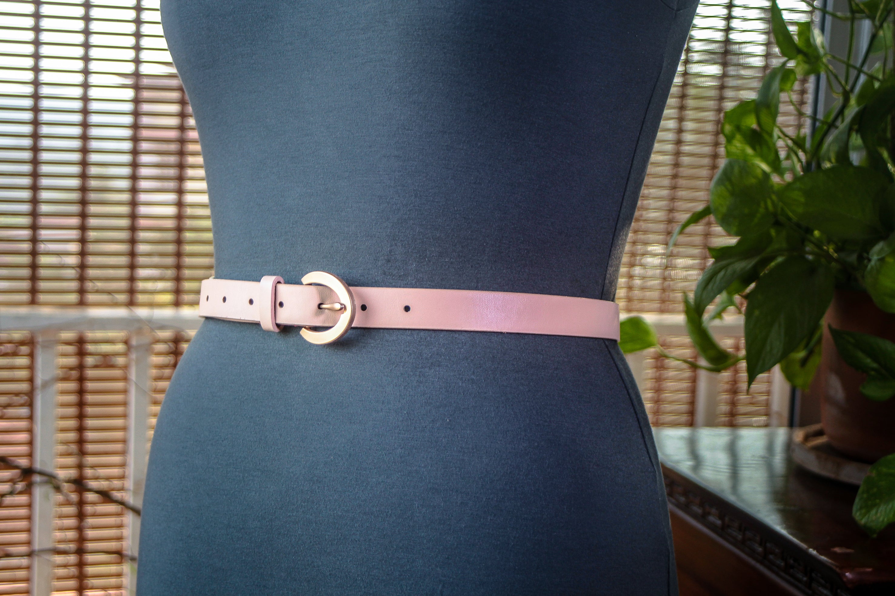 English Pink Slim Belt with Matte Rose Gold Buckle