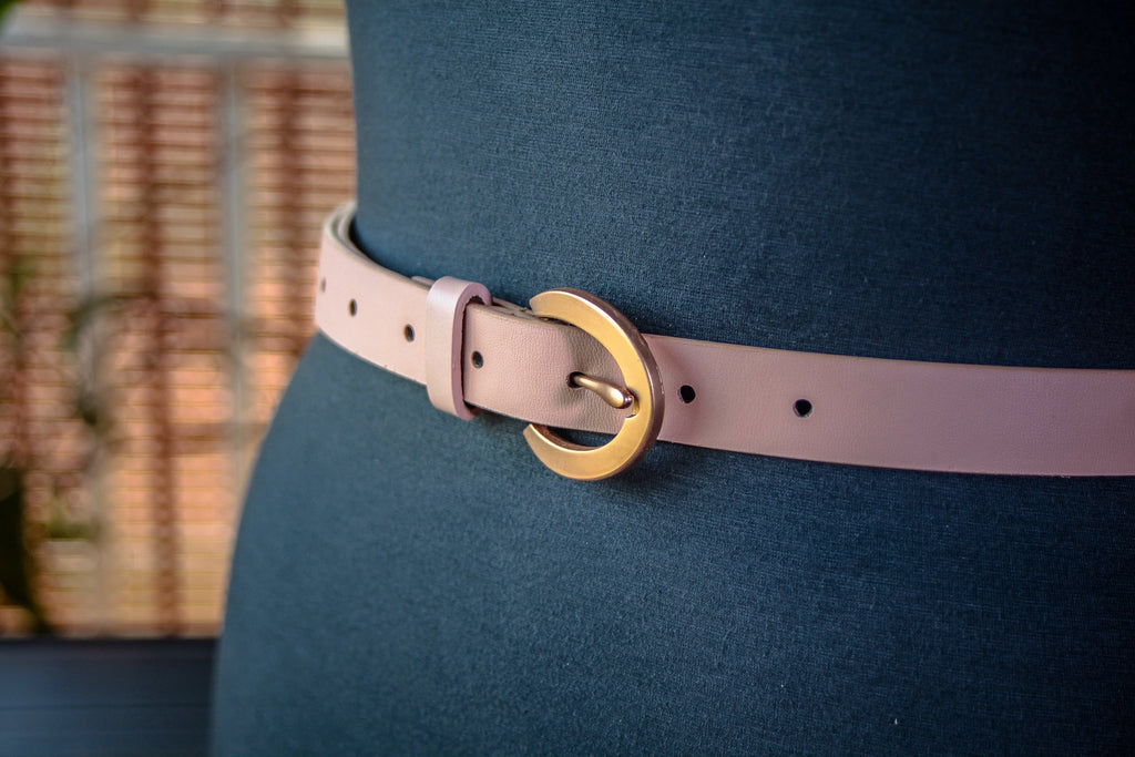 English Pink Slim Belt with Matte Rose Gold Buckle