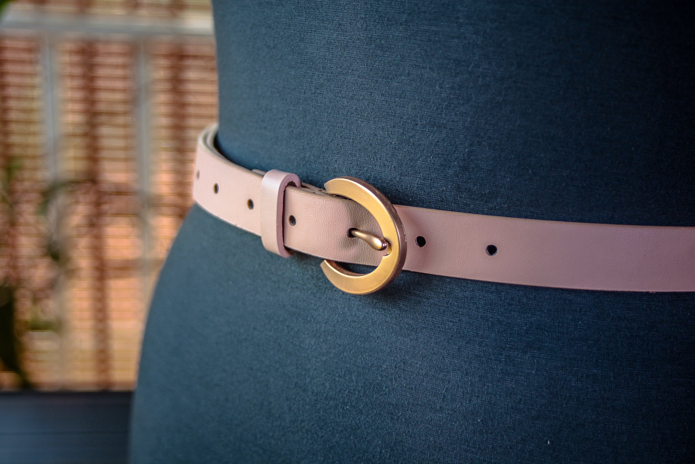 English Pink Slim Belt with Matte Rose Gold Buckle