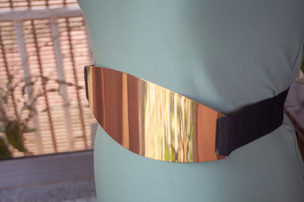 Gold Wide Plate Metal Belt 12"