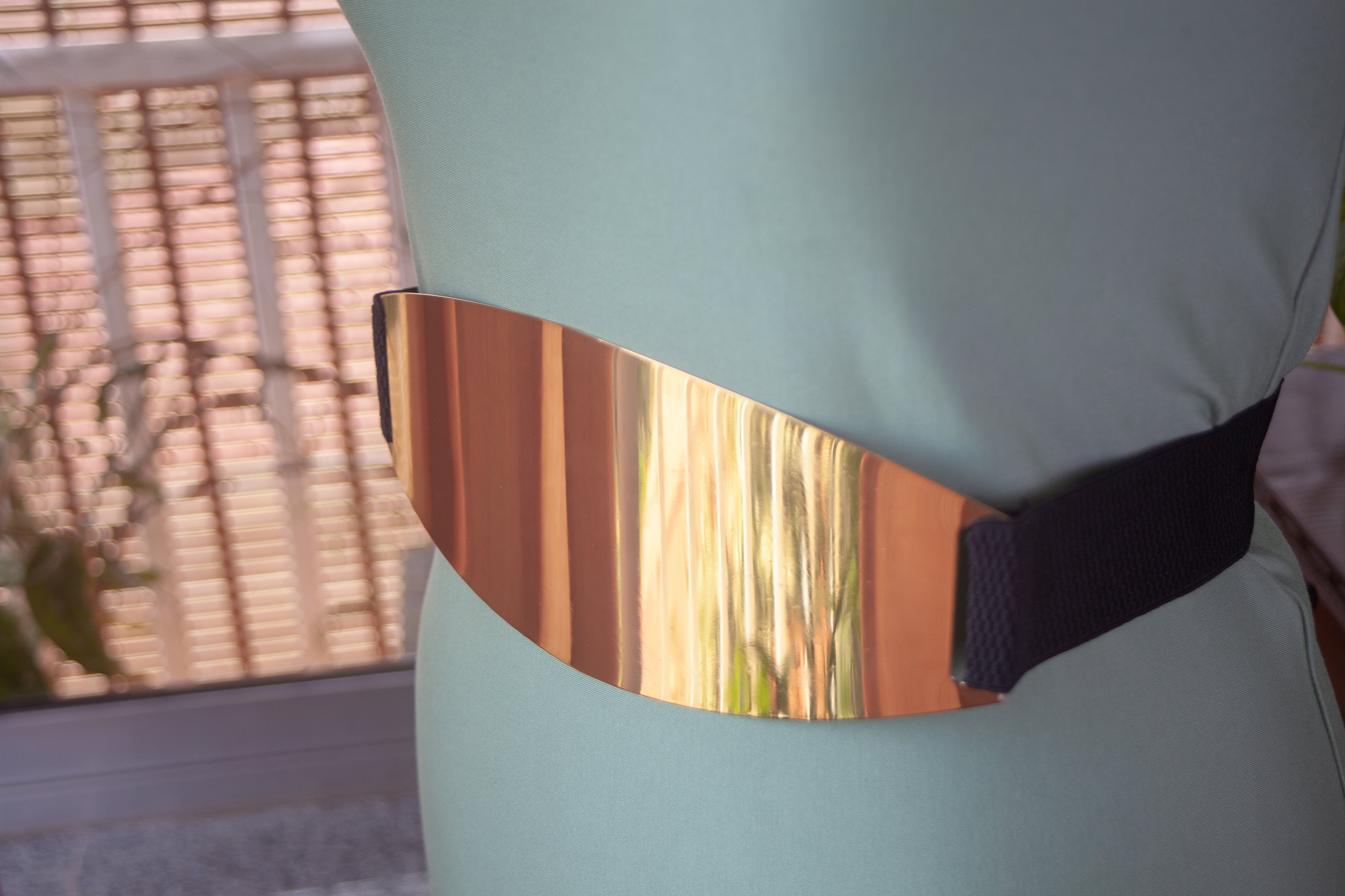 Gold Wide Plate Metal Belt 12"