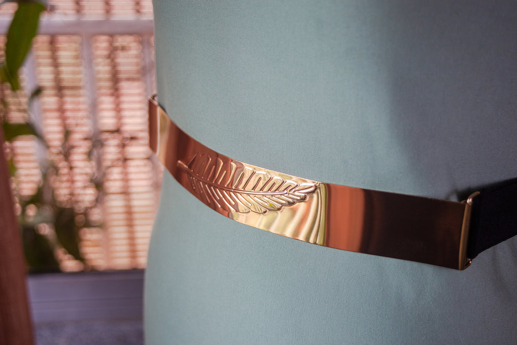 Gold Metal Belt 12" with Leaf