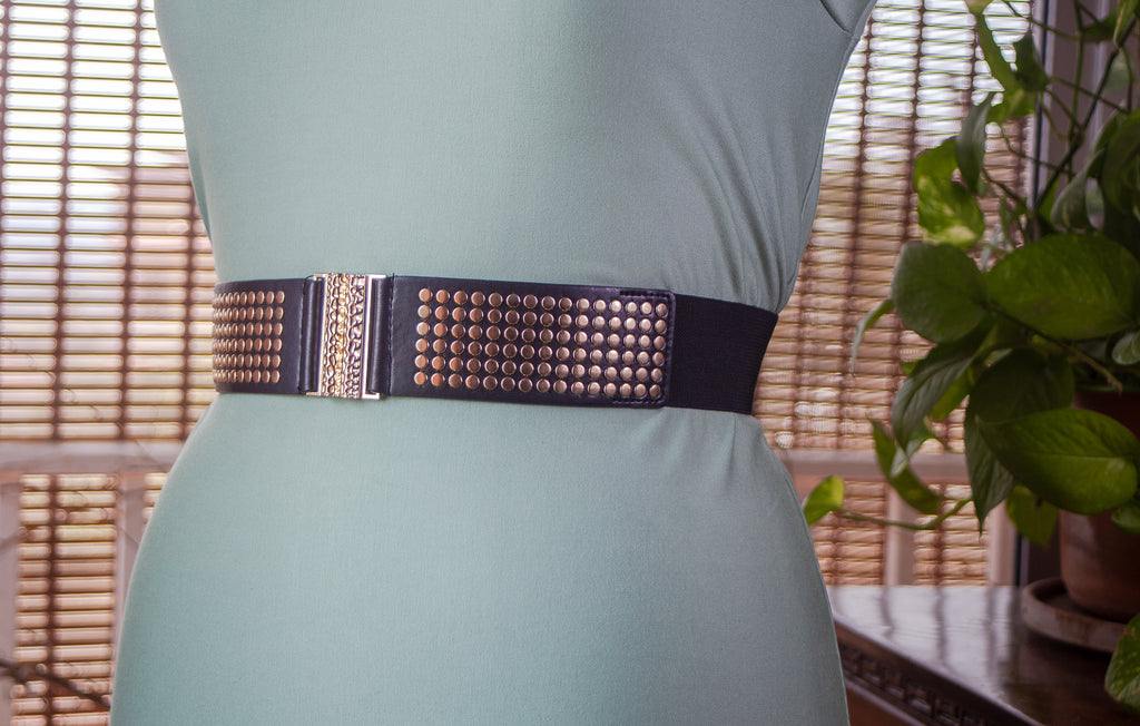 Black Belt with Gold Rivets and Buckle