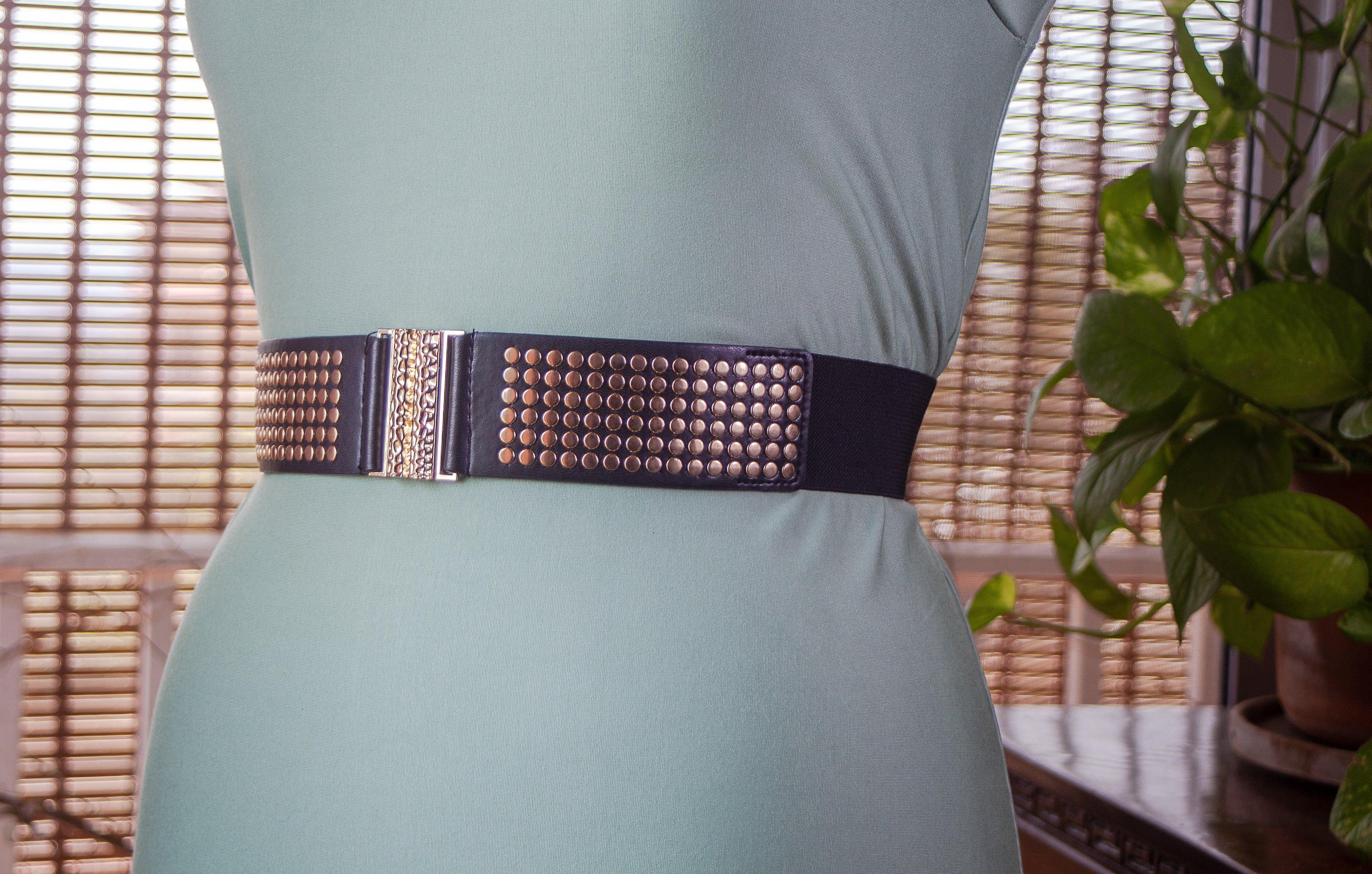 Black Belt with Gold Rivets and Buckle