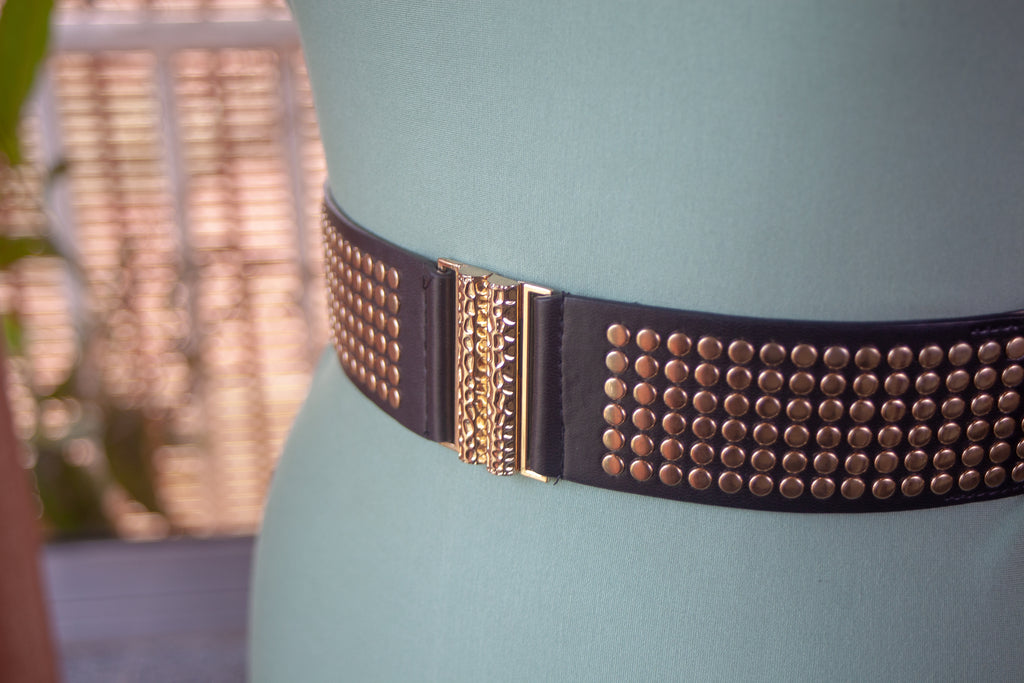 Black Belt with Gold Rivets and Buckle