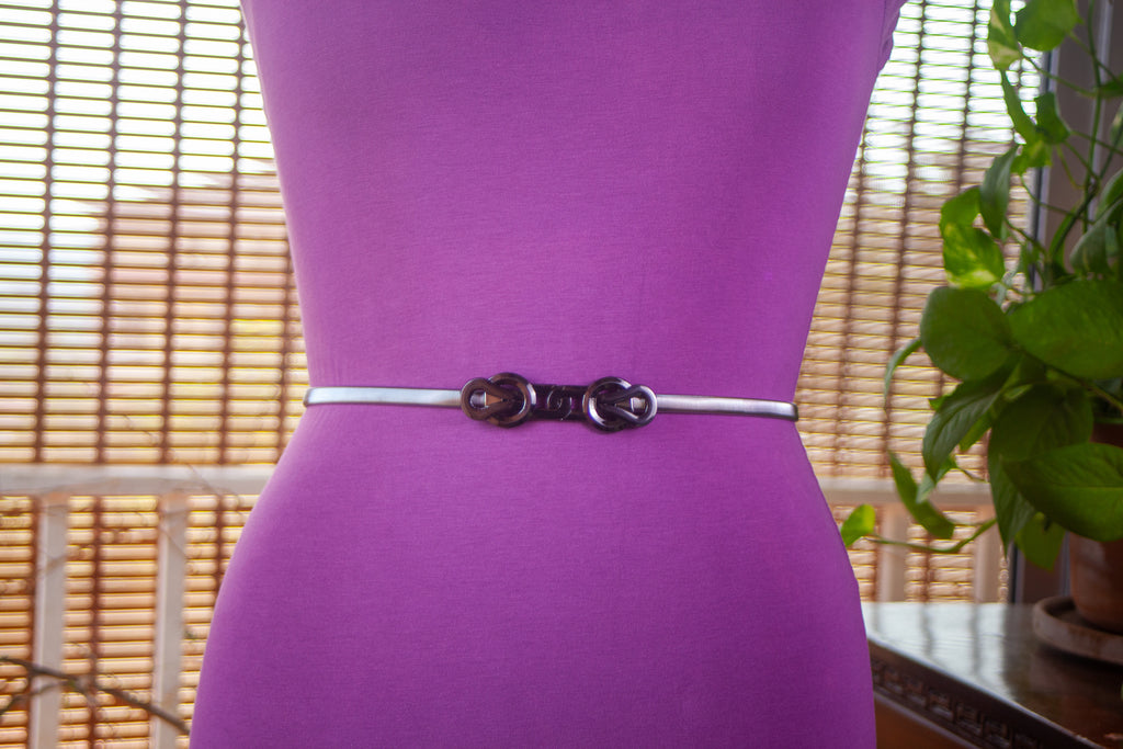 Gun metal Elastic Belt with Metal Buckle