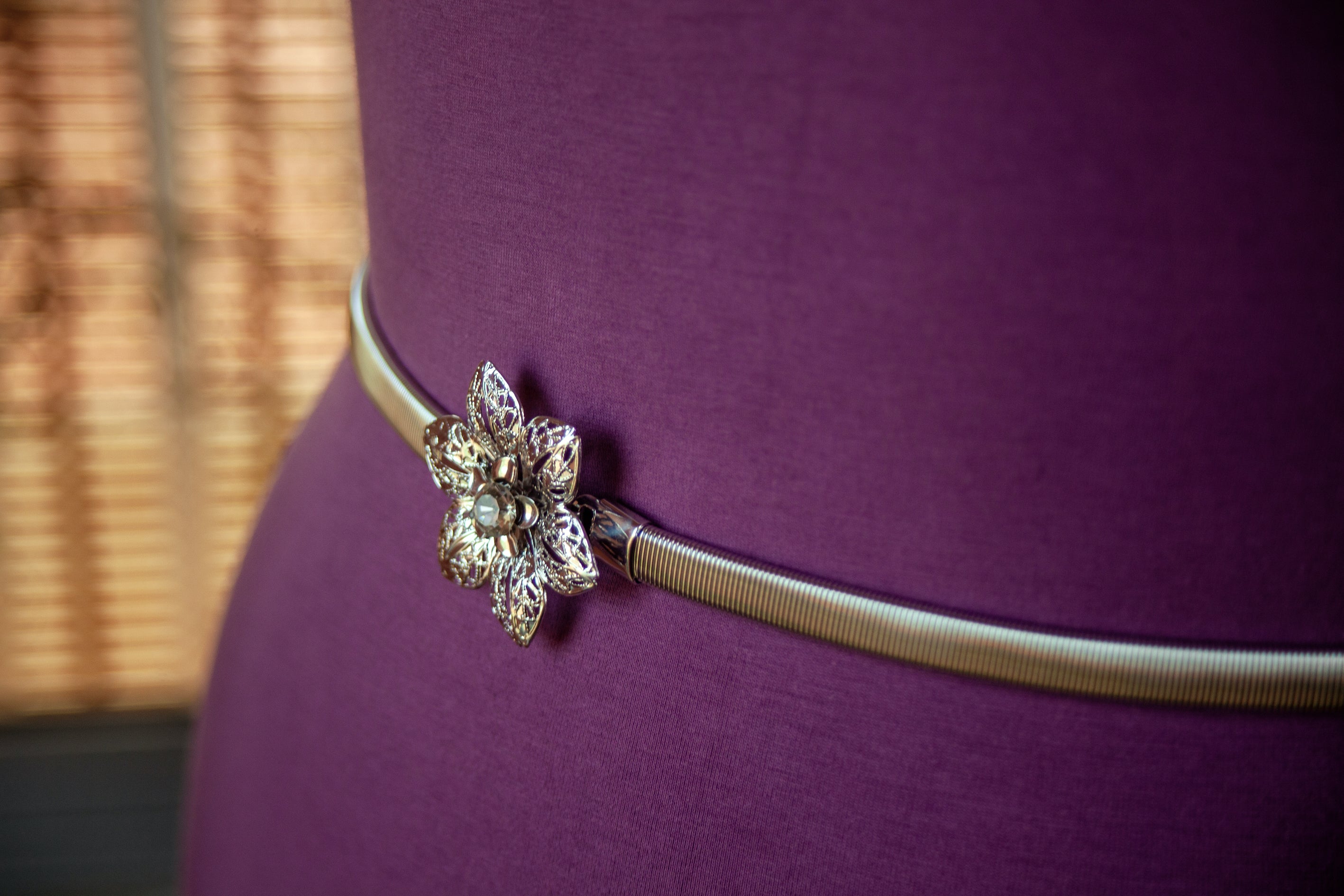 SIlver Metal Belt with Elastic metal chain