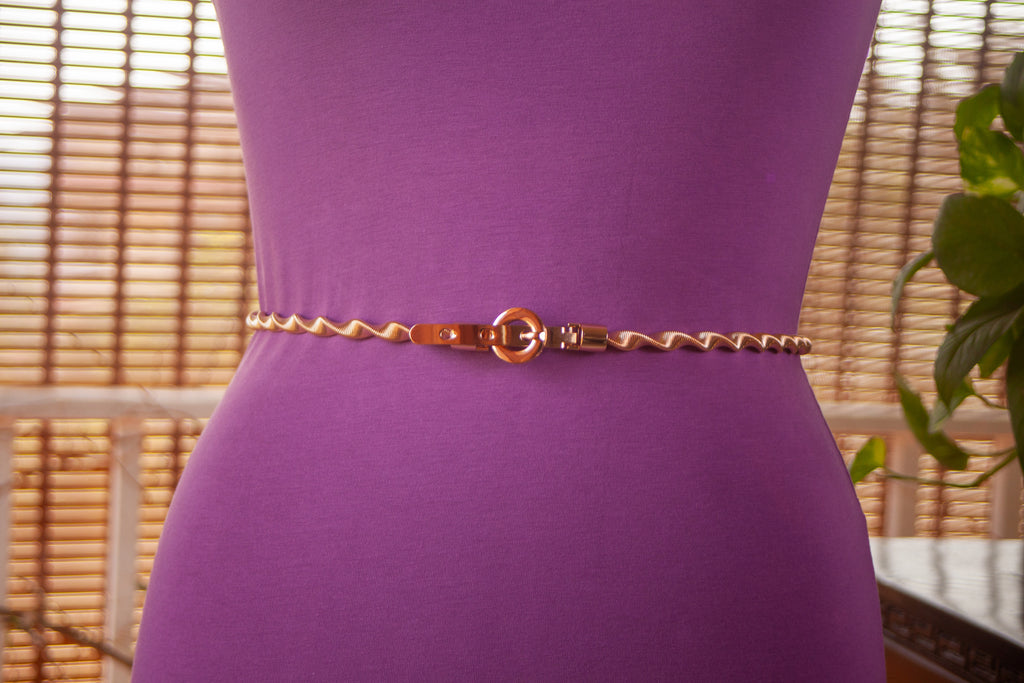 Gold Metal Elastic Belt with Twisted Chain
