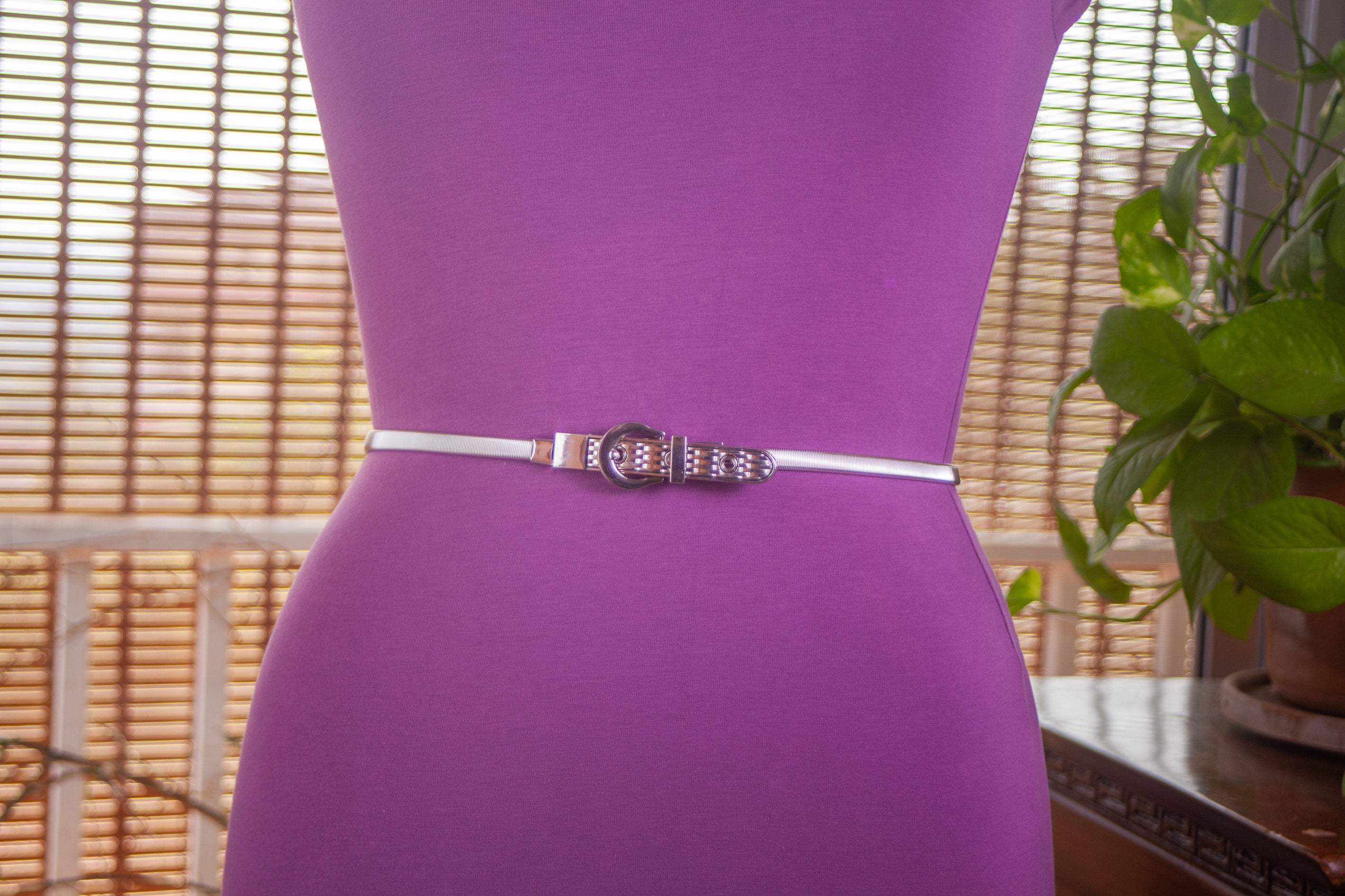 Silver Metal Elastic Belt