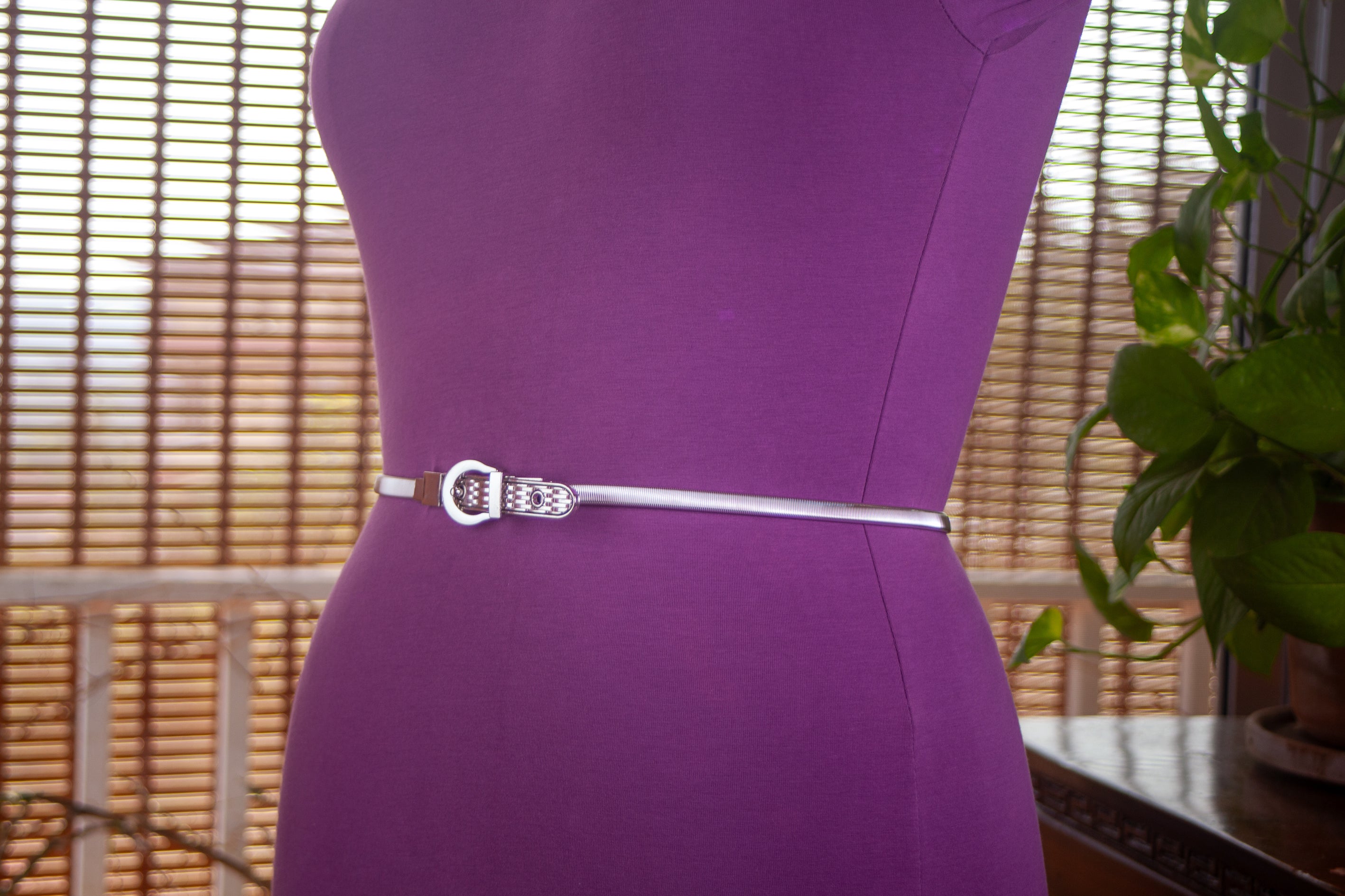 Silver Metal Elastic Belt