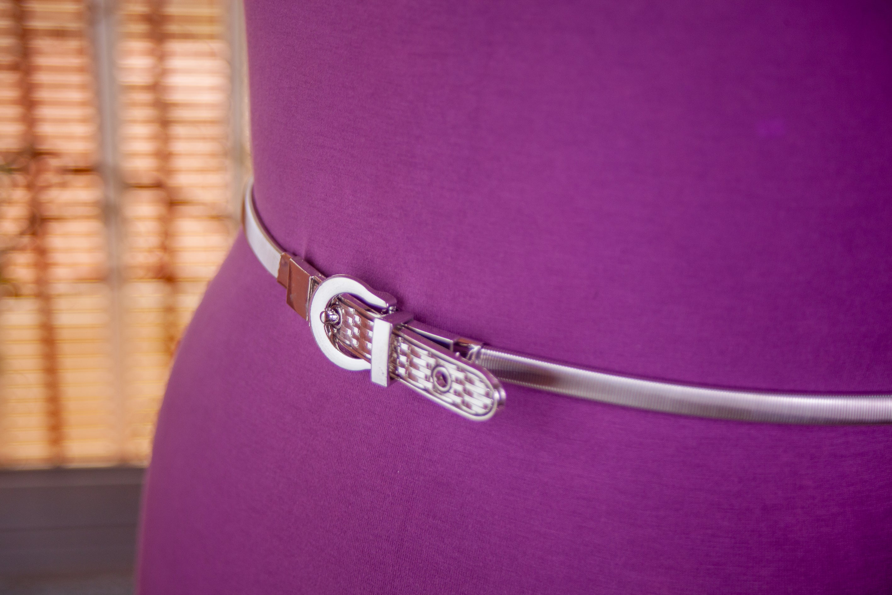 Silver Metal Elastic Belt