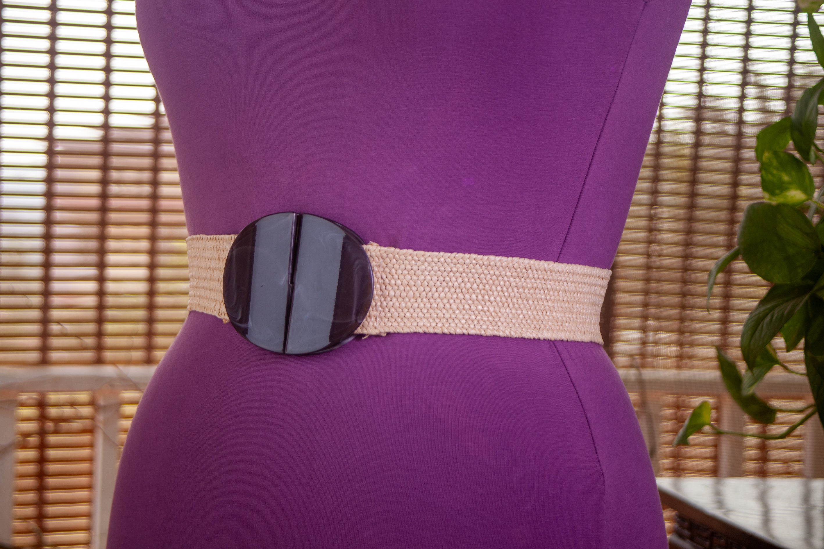 Jute Elastic Belt with Plastic Buckle