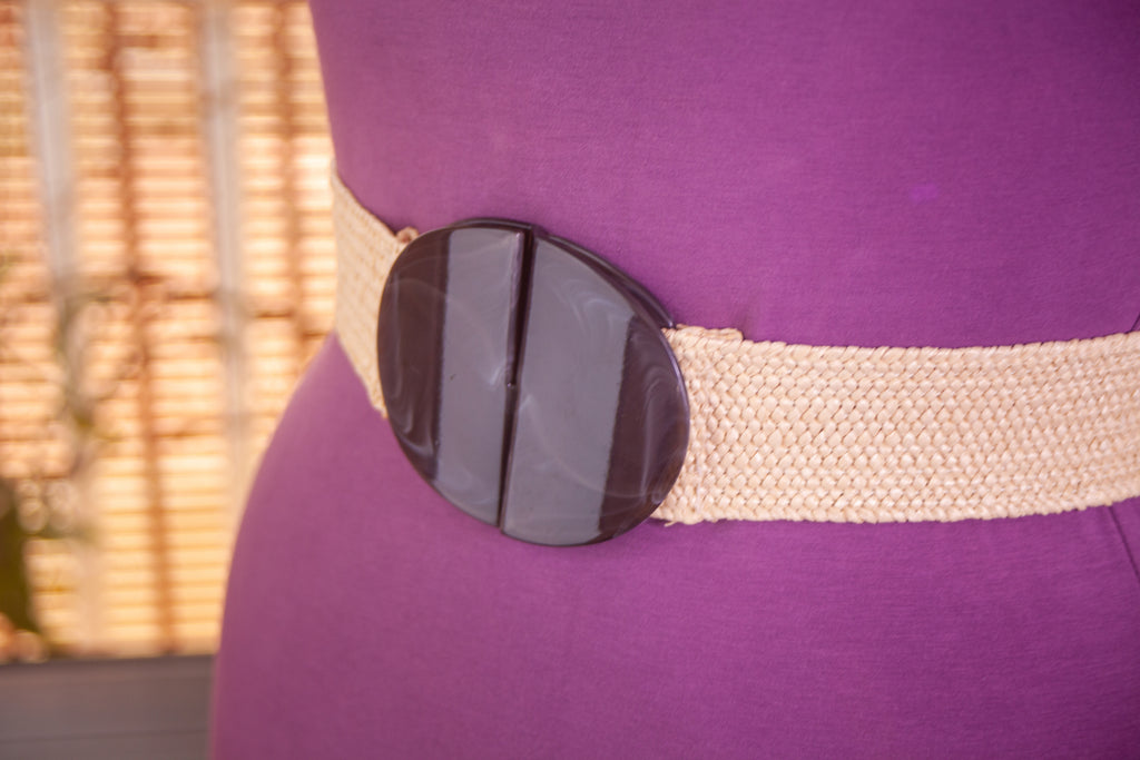Jute Elastic Belt with Plastic Buckle
