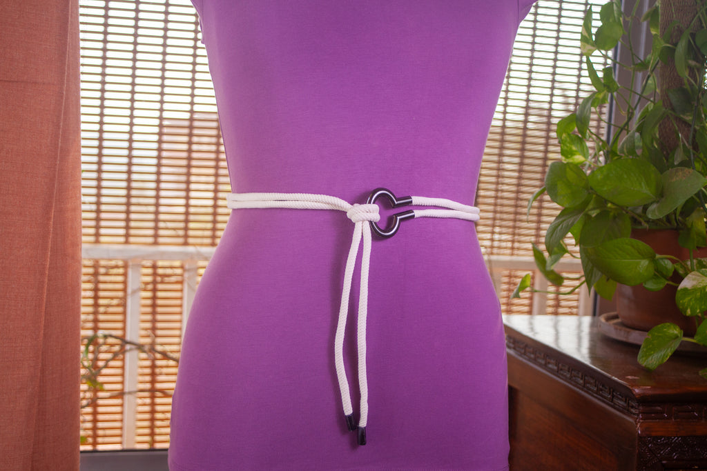 White Rope with Gun Metal Black Buckle