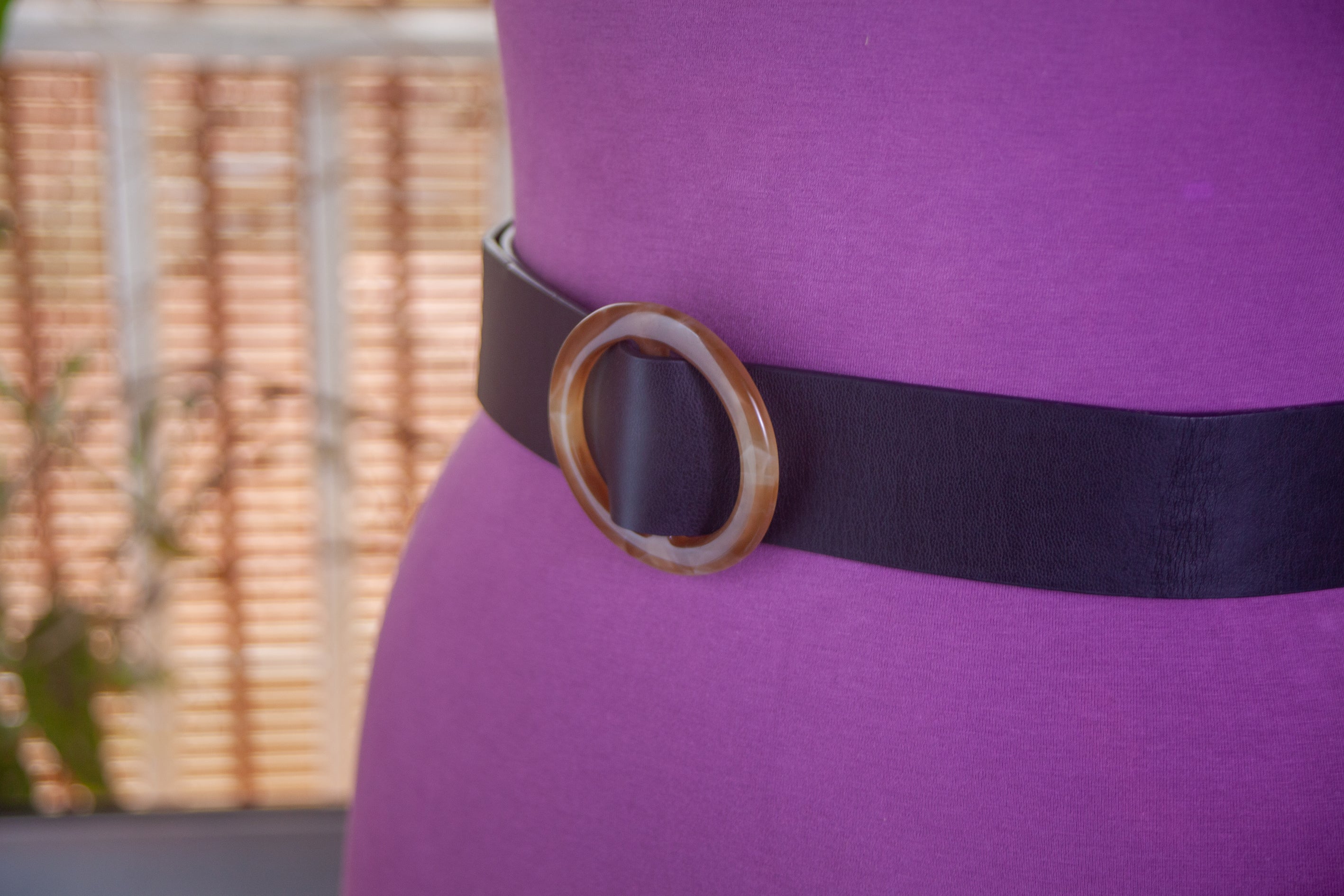 Black Leather with Round Buckle
