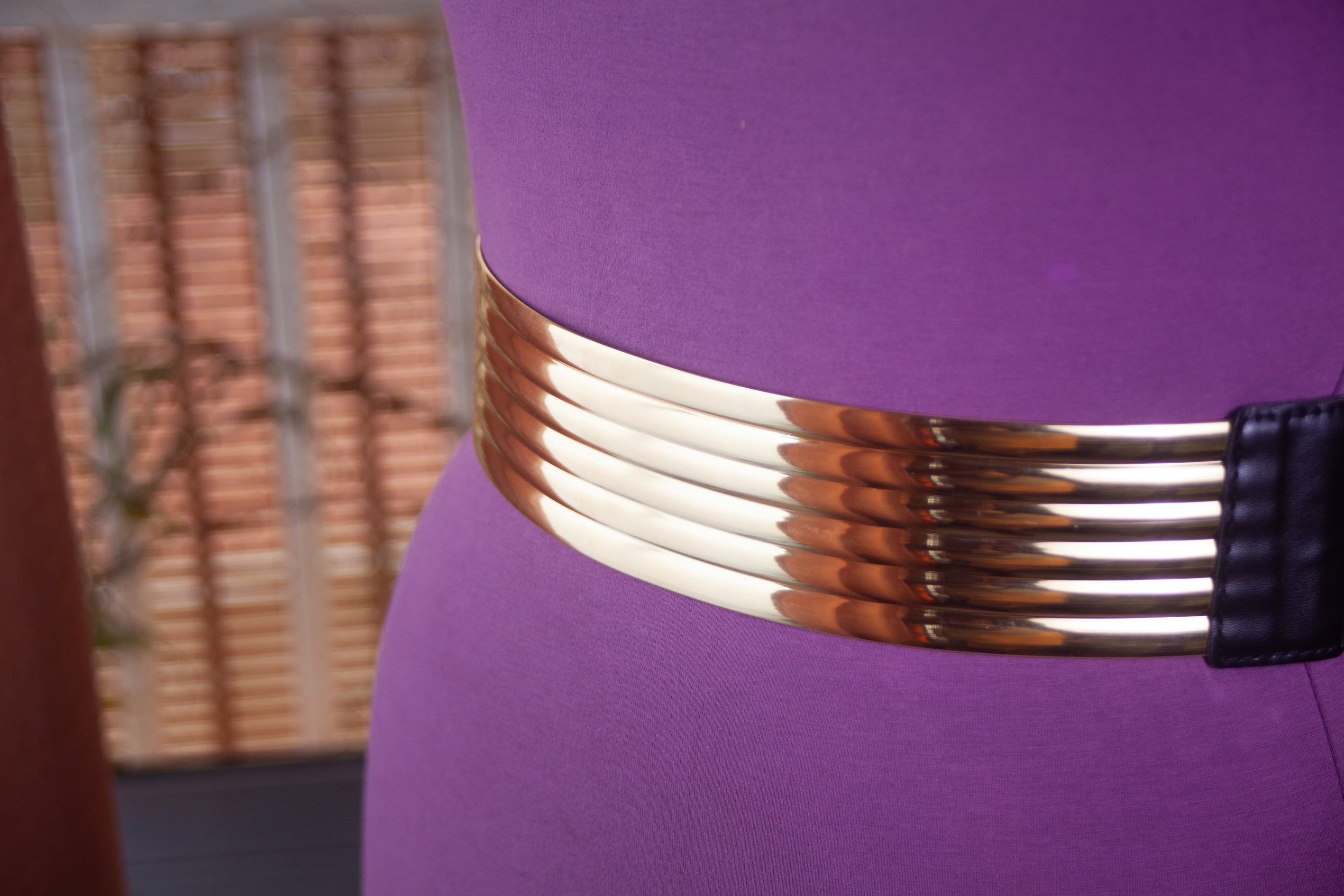 Black Belt with Gold Faux Leather