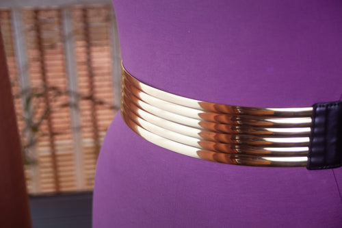 Black Belt with Gold Faux Leather