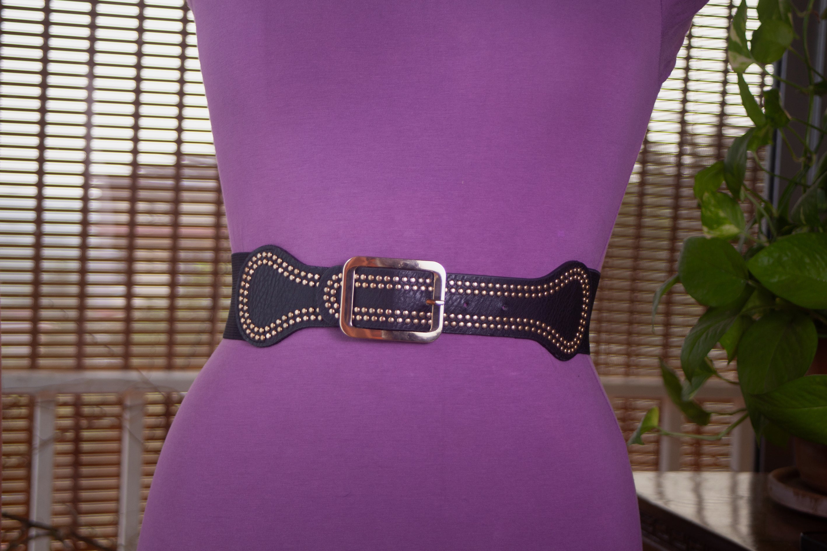 Black Belt with Gold Rivets