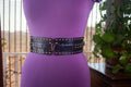 Black Textured Wide Belt with Gold Rivets