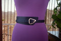 Asymmetrical Black Belt with Gold Buckle
