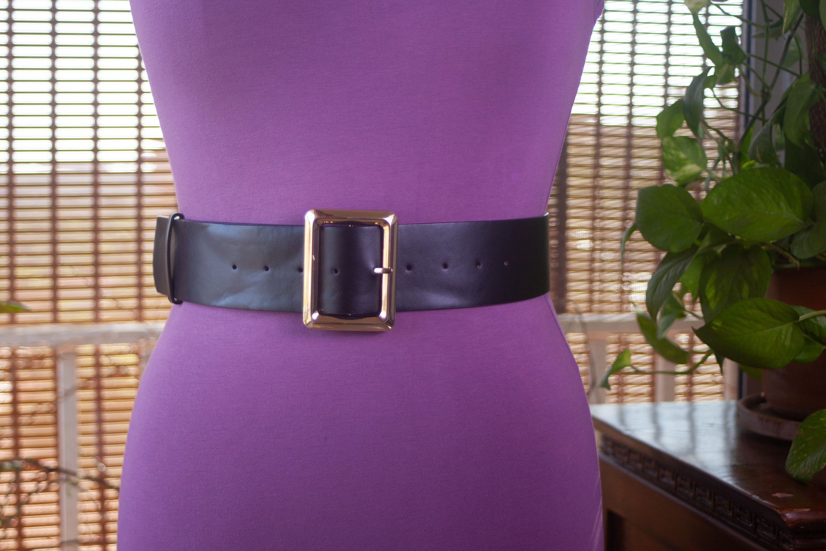 Classic Black Belt with Gold Buckle