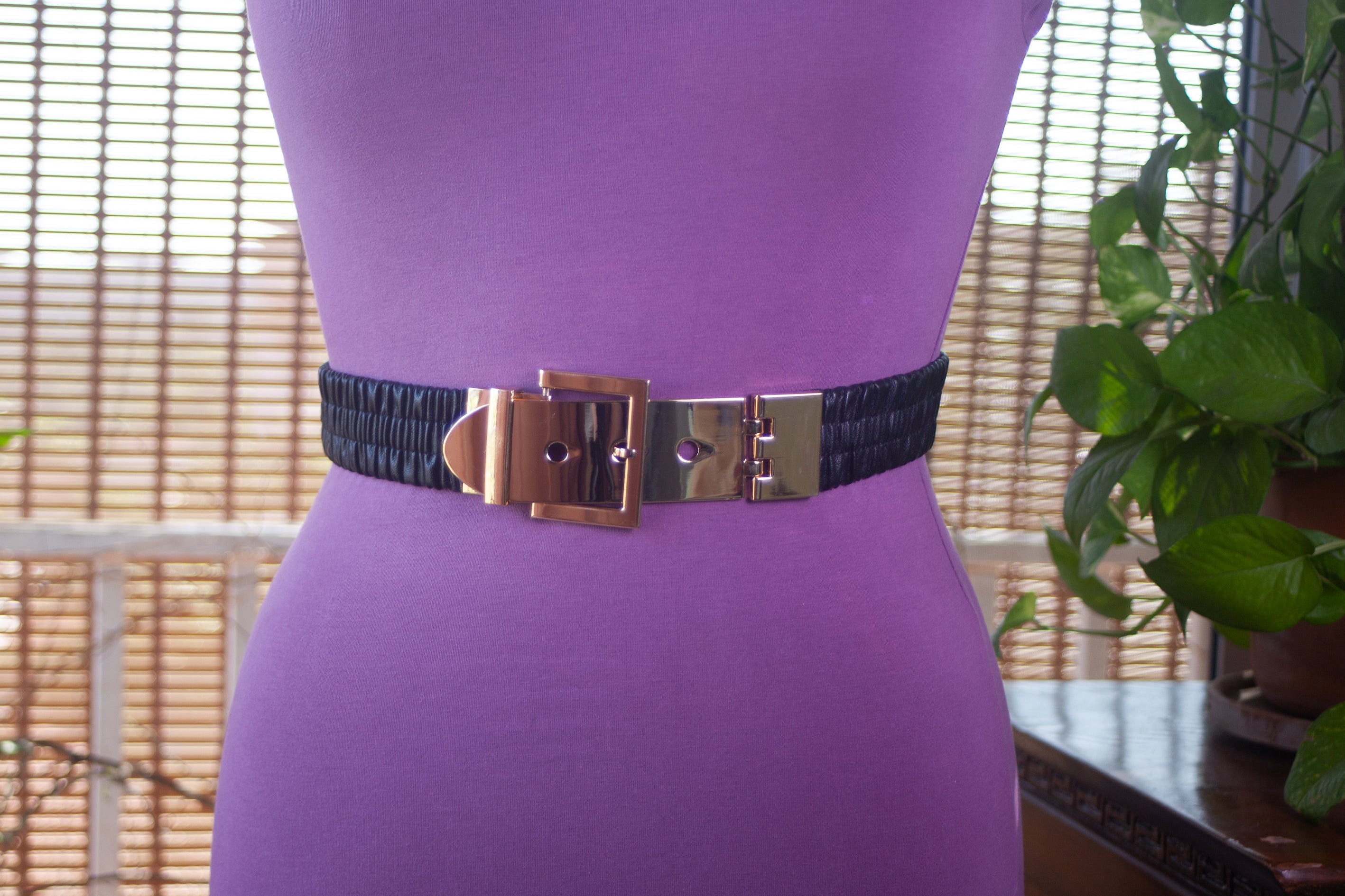 Black Belt with Smocking and Gold
