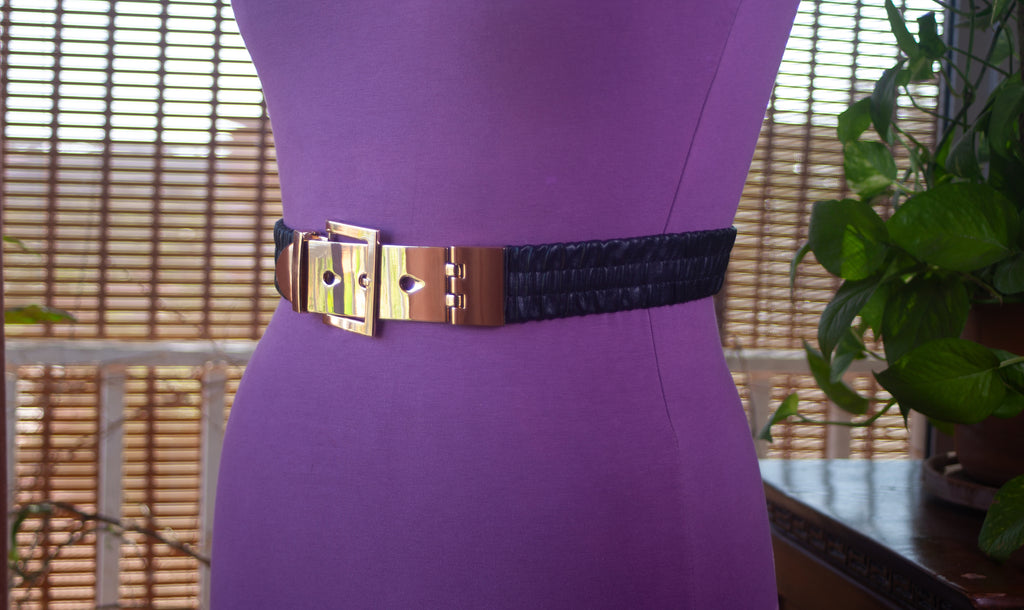 Black Belt with Smocking and Gold