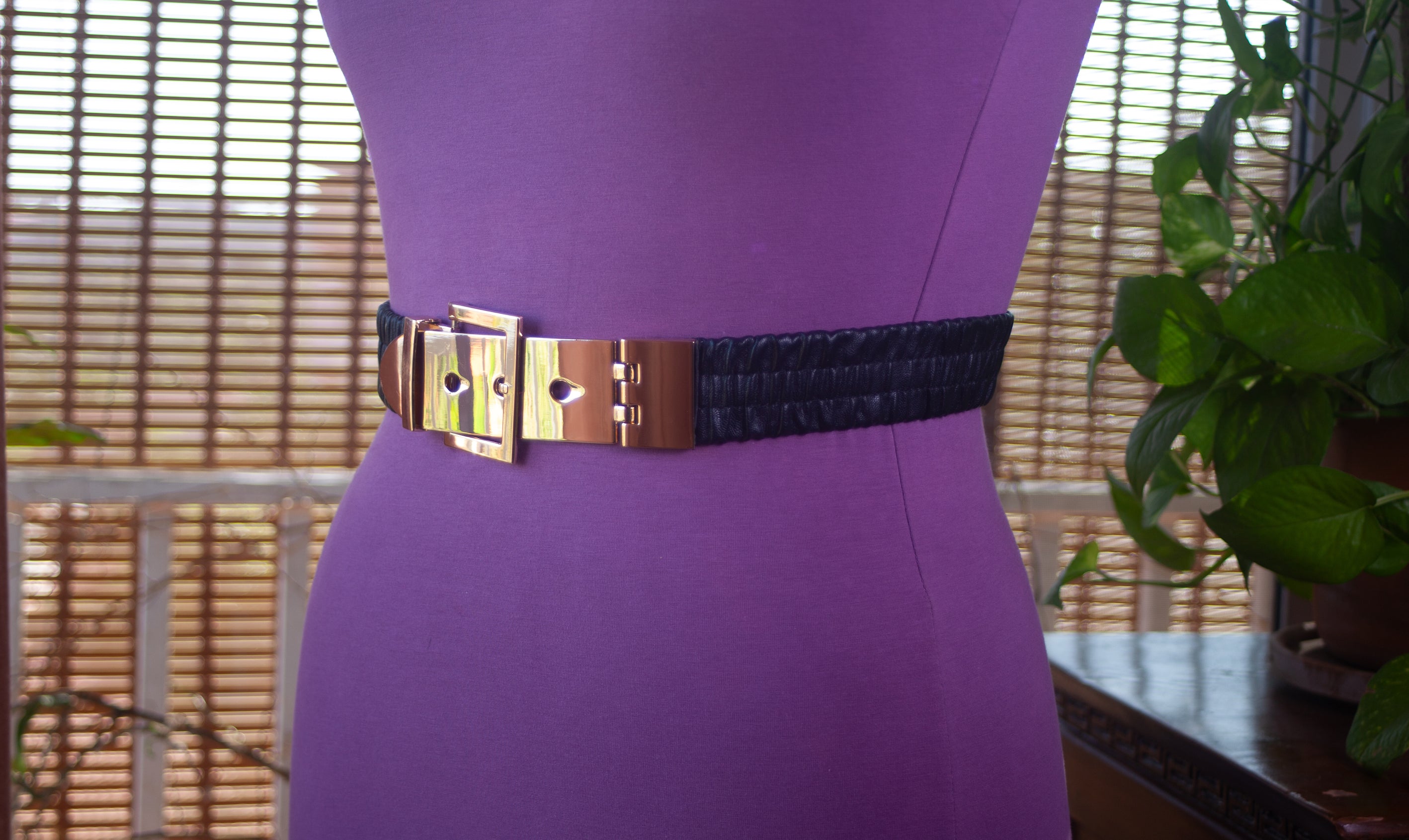 Black Belt with Smocking and Gold
