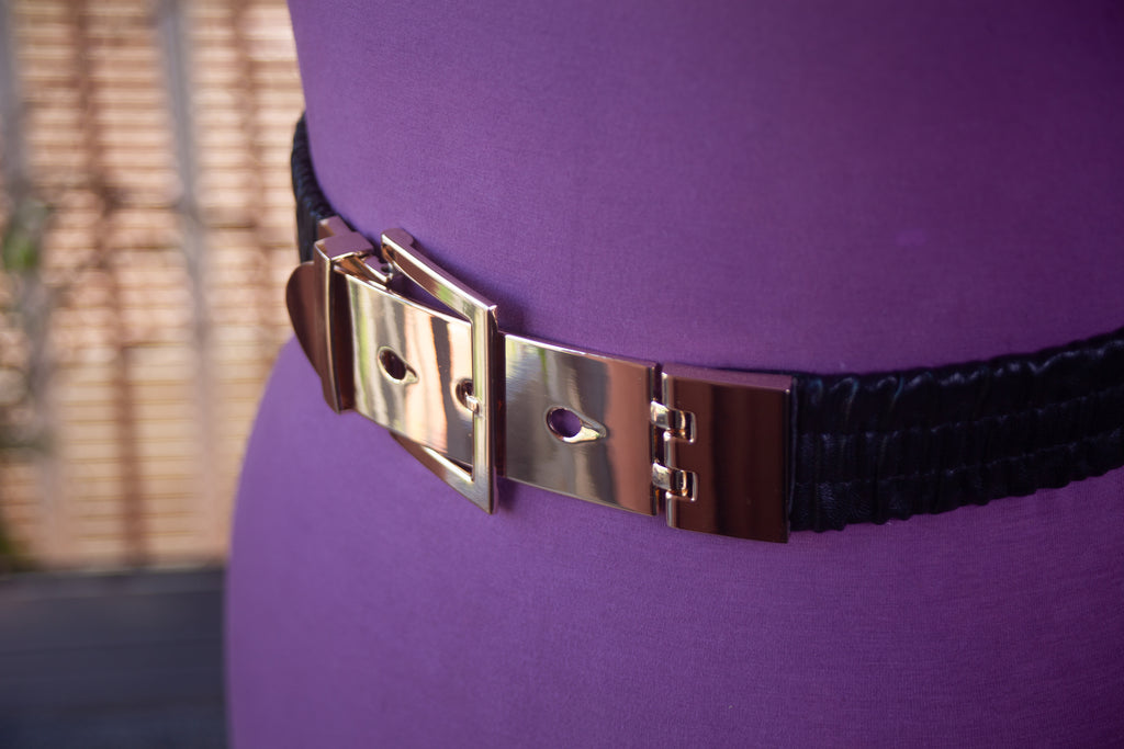 Black Belt with Smocking and Gold