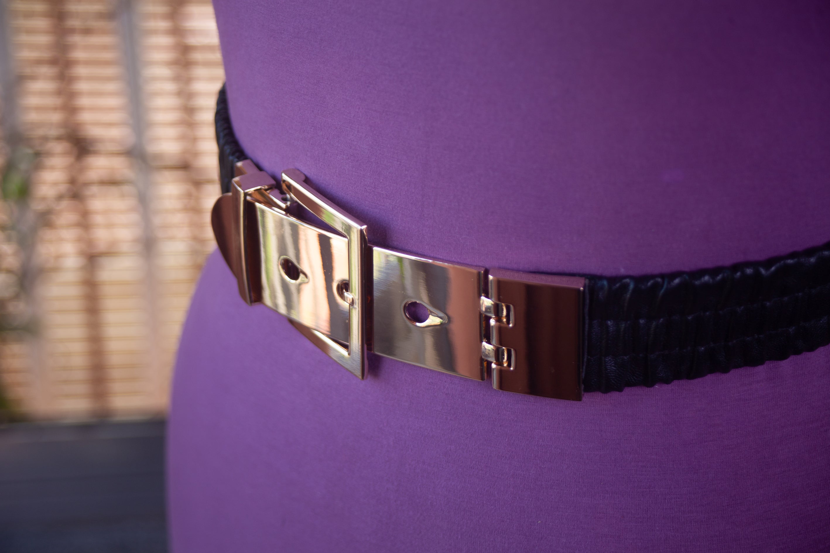 Black Belt with Smocking and Gold
