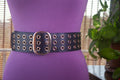 Wide Belt with Gold Metal Rivets