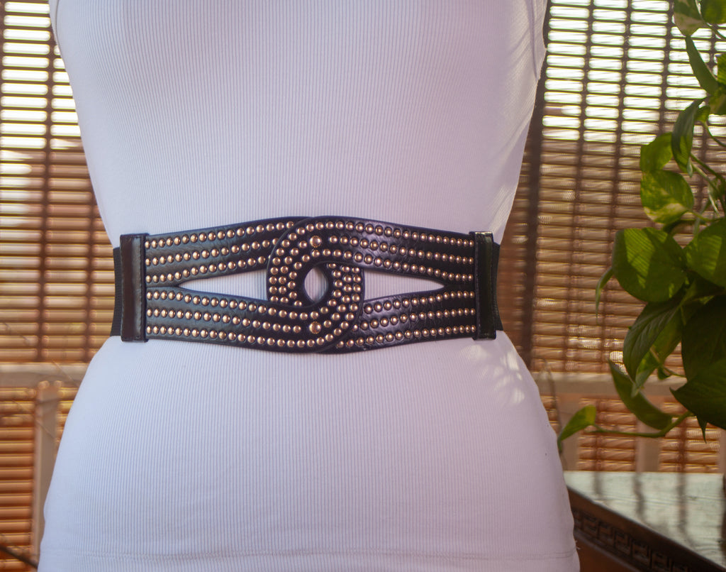 Black Belt with Gold Rivets