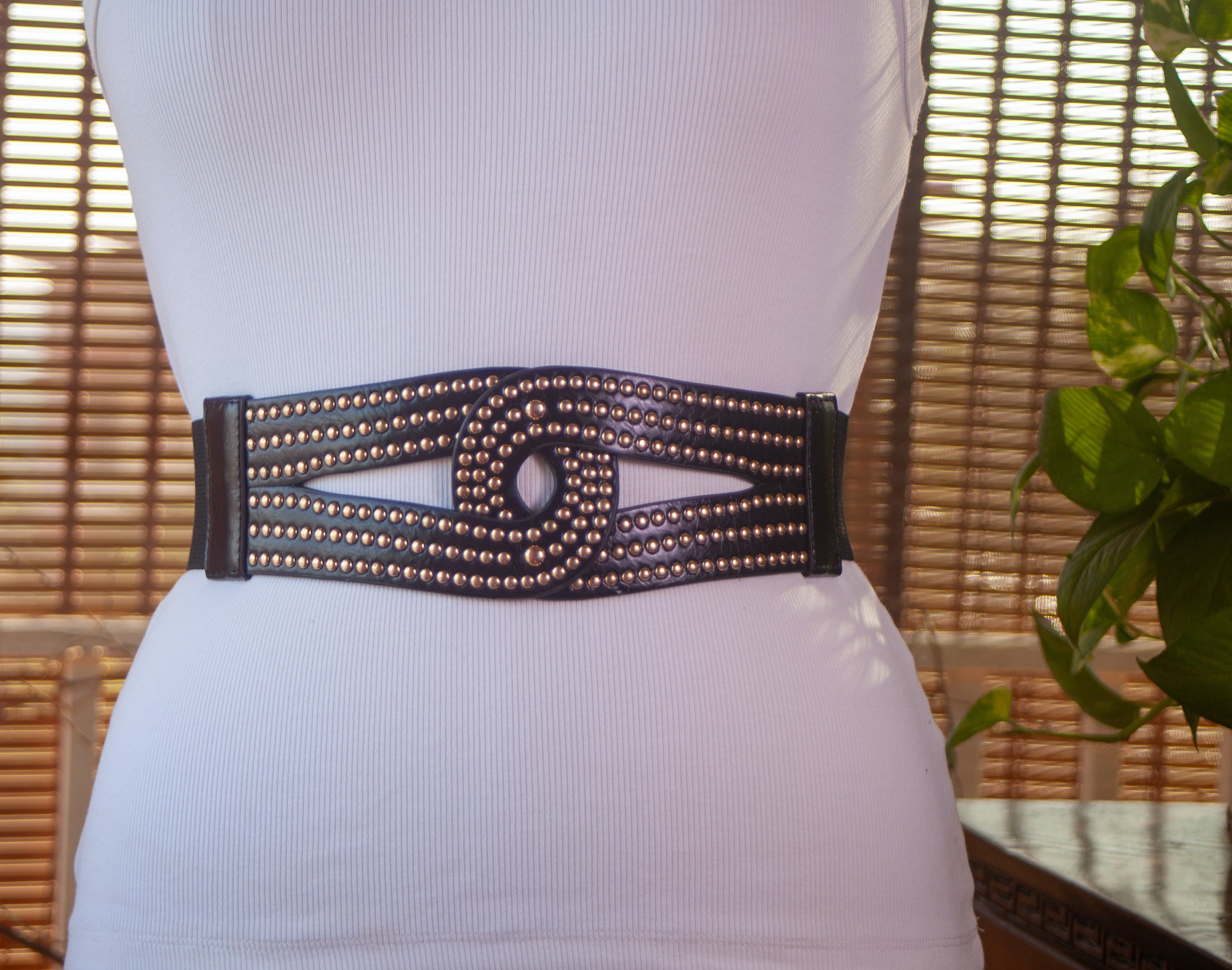 Black Belt with Gold Rivets