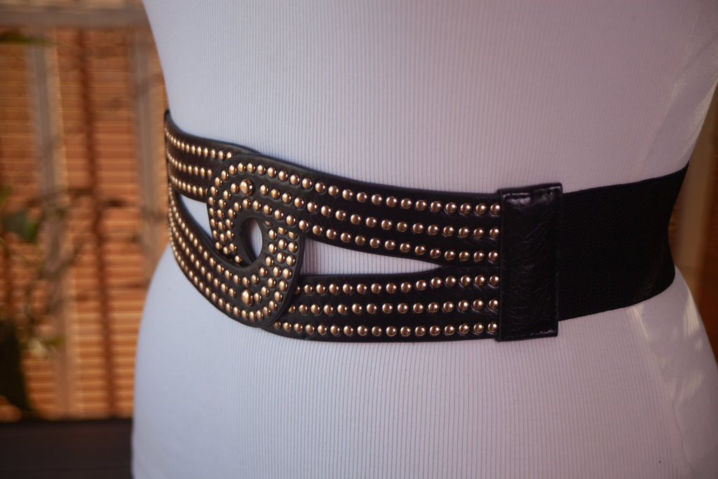 Black Belt with Gold Rivets