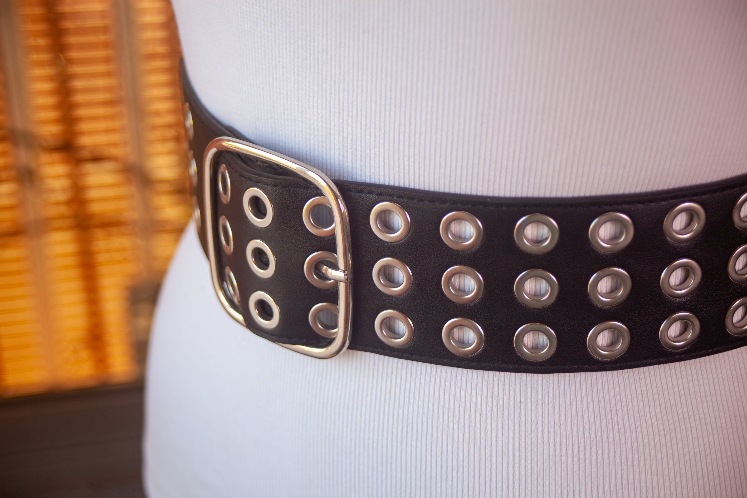 Black Belt with Silver Metal Eyelets