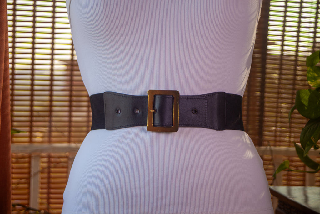 Black Belt with Antique Gold Buckle